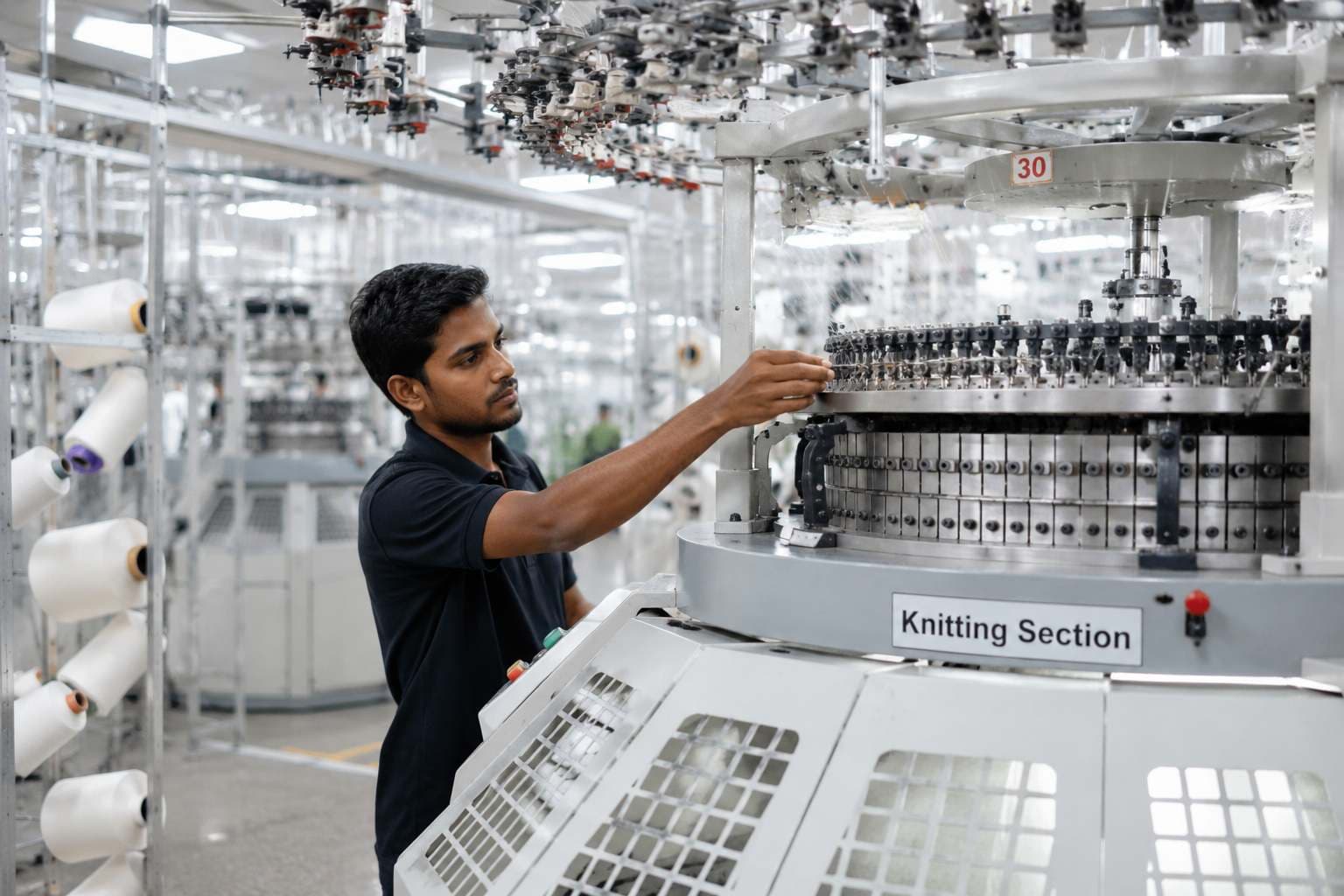 Knitting section in Bangladesh apparel manufacturing process